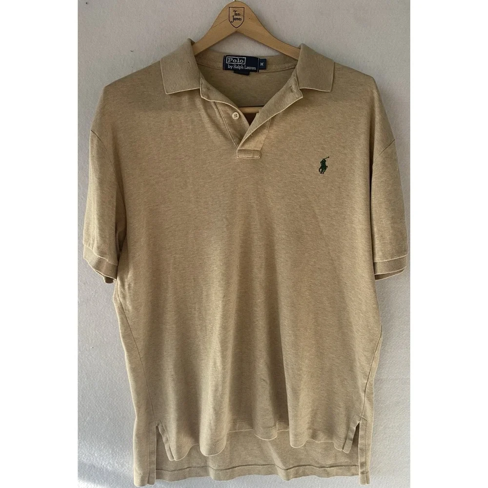 Polo‎ Ralph Lauren Beige Polo Shirt Mens Medium Summer Casual